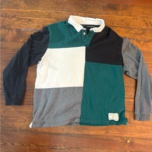 Aeropostale Vintage Green Color Patch Rugby Shirt